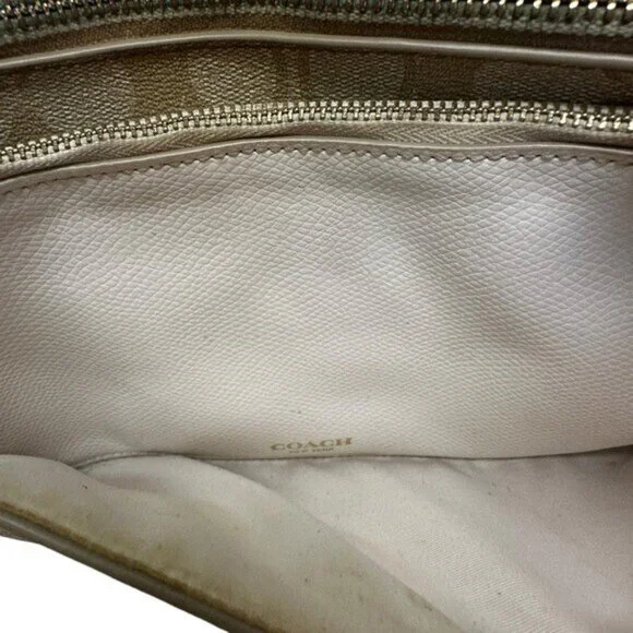 Coach East West Crossbody Purse Handbag Pop Up Pouch F52657 Light Khaki Chalk